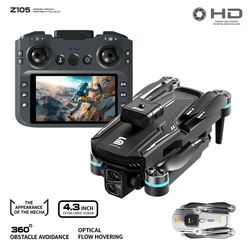 Z105 Drone 4.3-inch screen 8K HD Camera Obstacle Avoidance Aerial Photography Brushless Motor Foldable Rc Quadcopter Kid Toy
