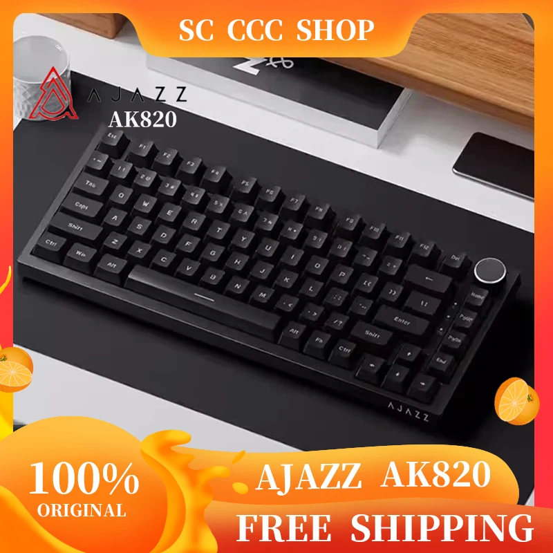 Ajazz Ak820 Pro Fessional Mechanical Keyboard Tft Screen Multifunctional Knob Game Keyboard Wired Hot Plug Rgb Pad Office Gifts