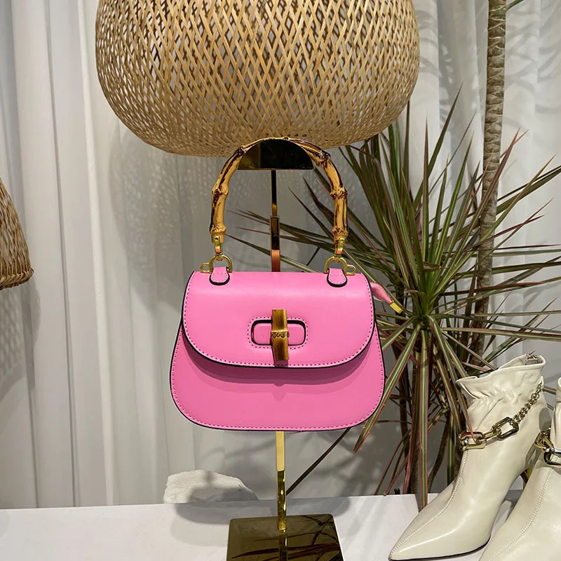 Bamboo Handle Vintage Saddle Bag 2022 New Women Handbags Designer Shoulder Bags Luxury Pu Leather Crossbody Bag Small Flap Purse