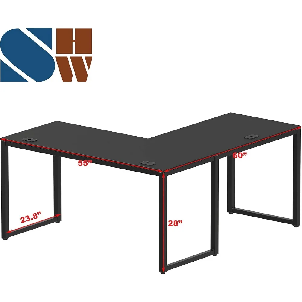 Arte finala Mesa em forma de L, 24 "Deep-Black