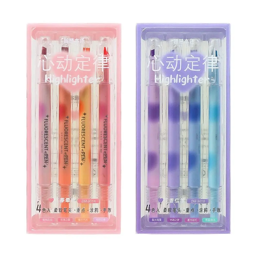 

4Colors/Set New Double Head Highlighter Gradient Color Art Painting Graffiti Color Marker Pen Fluorescent Pen Student Gift
