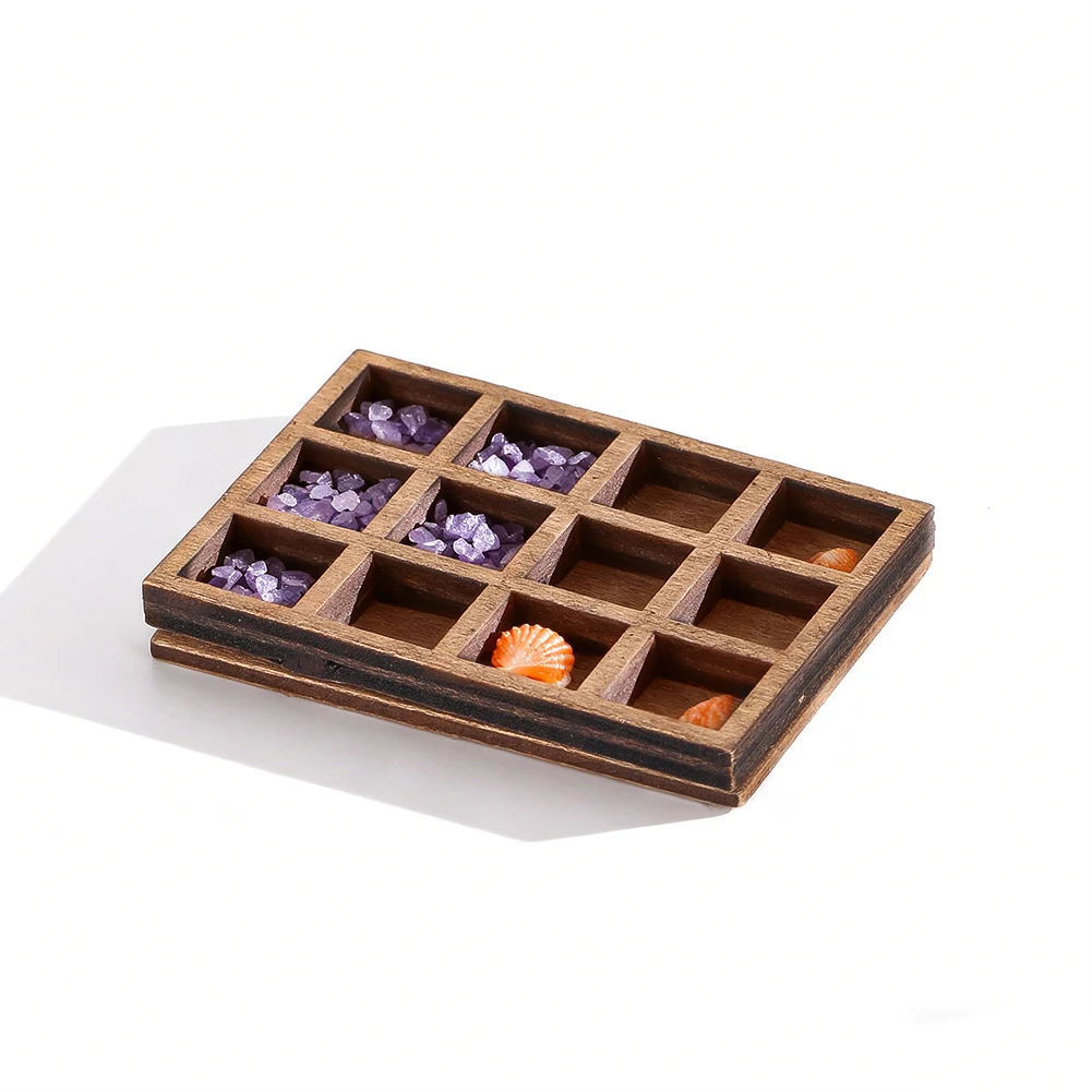 Wooden Miniature Trinket Shelf Variety Compartments Necklace Ring Earrings Mini Jewelry Holder Goods Display Rack Ornaments