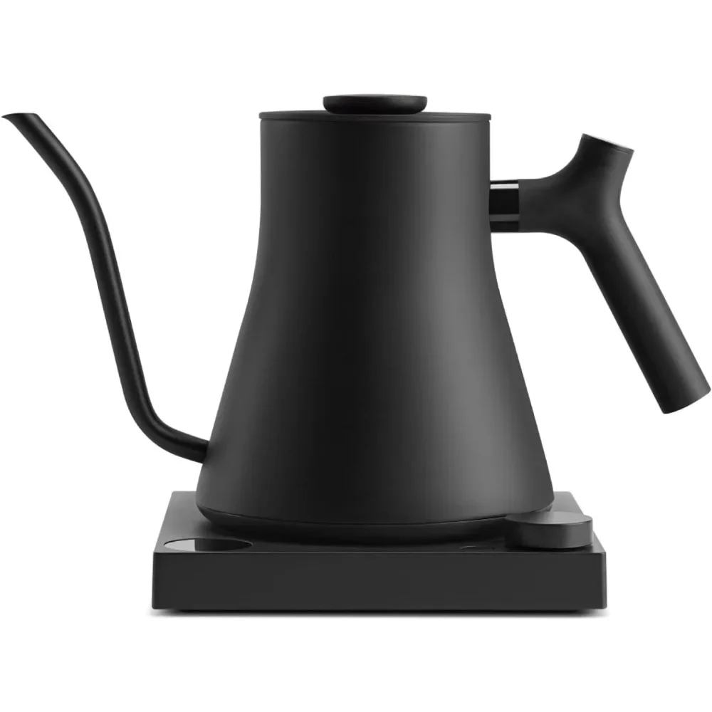 Electric Gooseneck Kettle - Pour-Over Coffee and Tea Pot, Stainless Steel, Quick Heating, Matte Black,