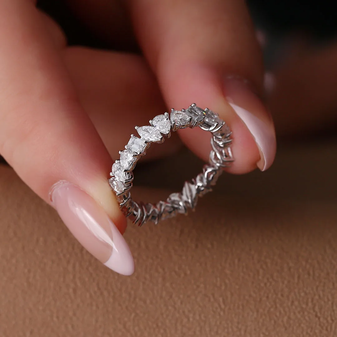 Provence echtes 18K Weißgold DEF Farbe Marquise Herzschliff voller Labordiamant Verlobungsringe für Frauen Benutzerdefinierter Luxus-Ehering