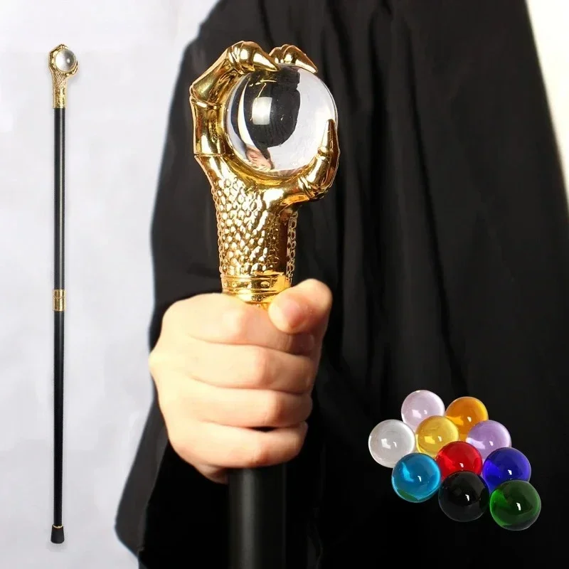 For 10 Colors Luxury Gold Dragon Claw Crystal Ball Walking Stick Men Fashion Party Walking Canes Women Elegant Vintage Walking S