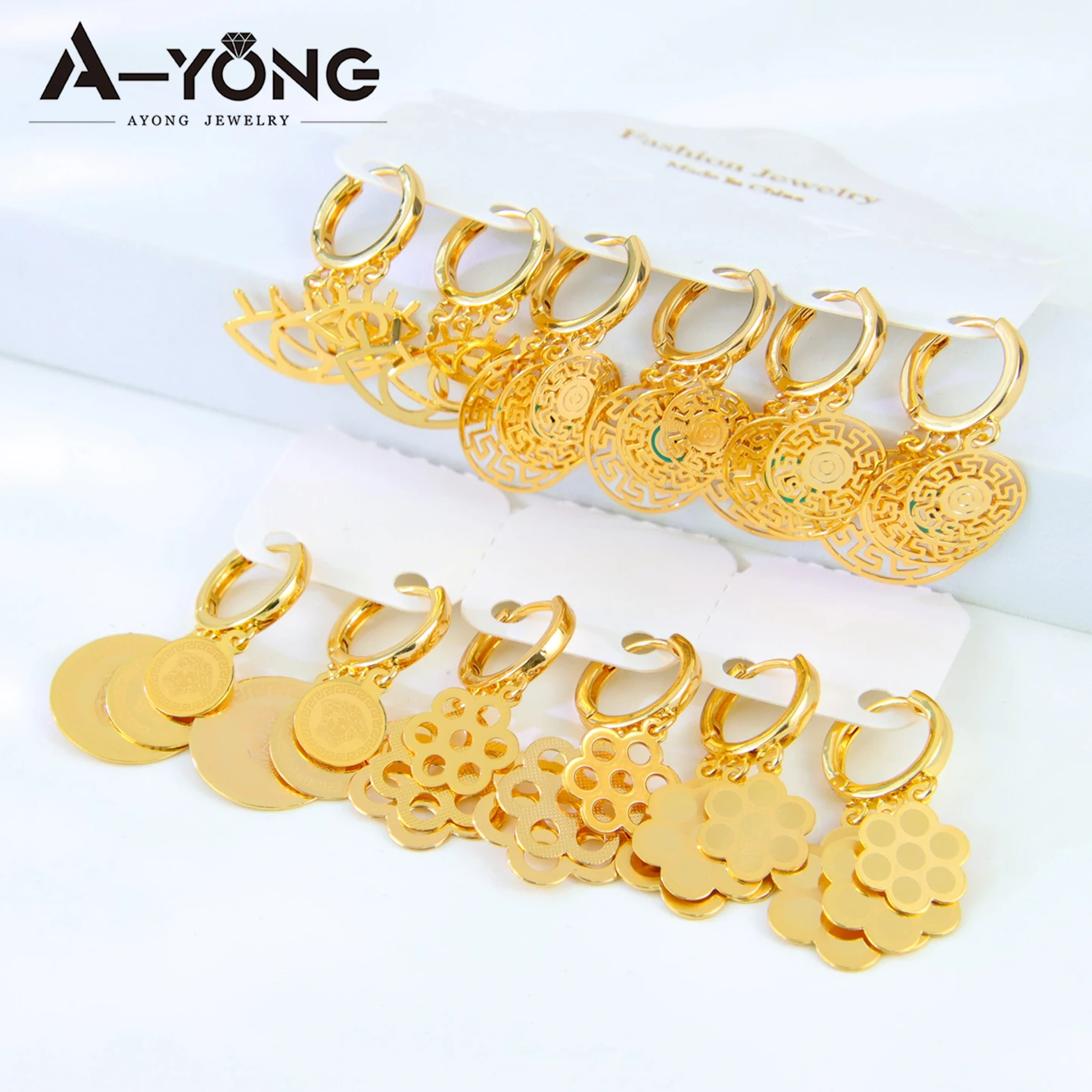 Arab Fashion Coins Dangle Earrings 21k Gold Plated Muslim Women Drop Earring Dubai Bridal Wedding Party Jewelry Gifts