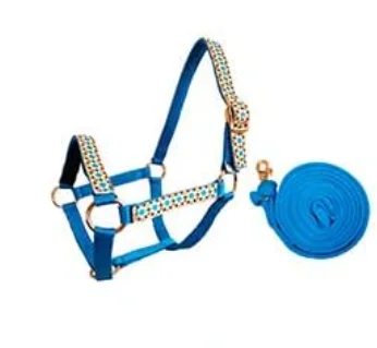 مقود حصان من النايلون المنقوش مع حلقة أنف مبطنة ومقود ناعم #3