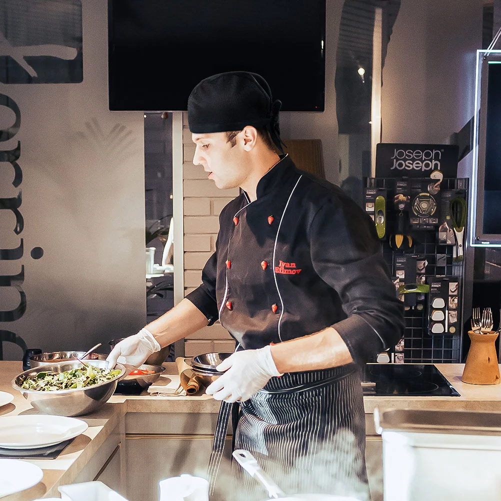 Sombrero de Chef de comida para hombres y mujeres, bufandas para la cabeza, sombreros de tela, trabajo de cocina, 2 piezas