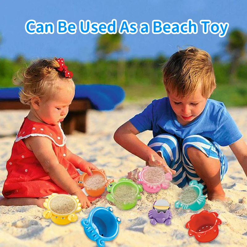 Stacking Cup Bath Toys for Kids Colorful Folding Boat Shape Tower Early Educational Baby Toys Swimming Pool Beach Toys Gifts