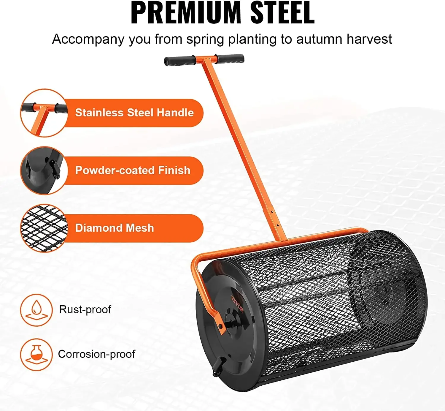 24" Kompostverteiler Torfmoosverteiler Roller Rasenverteiler