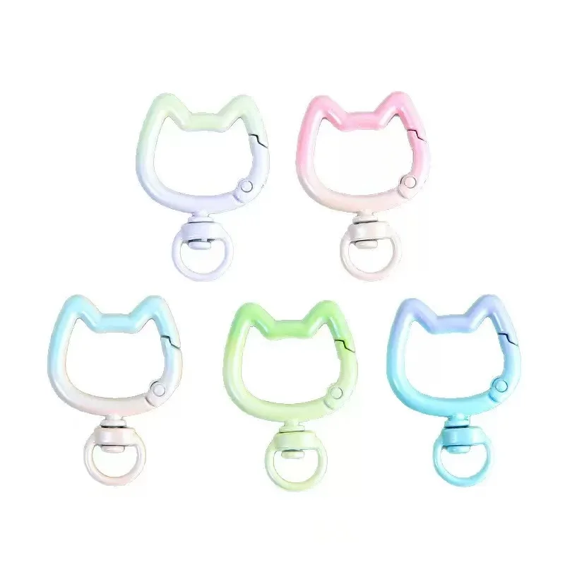 5-10PCS Gradient Cute Cat Clasp Openable Connector Carabiner Key Chain For DIY Keychain Jewelry Making Supplies Crafts view 5