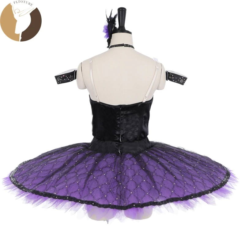 FLTOTURE 10 Layers Adjustable Girls Kids YAGP Ballet Nutcracker Purple Satanella Variation Costumes Pancake Platter Tut