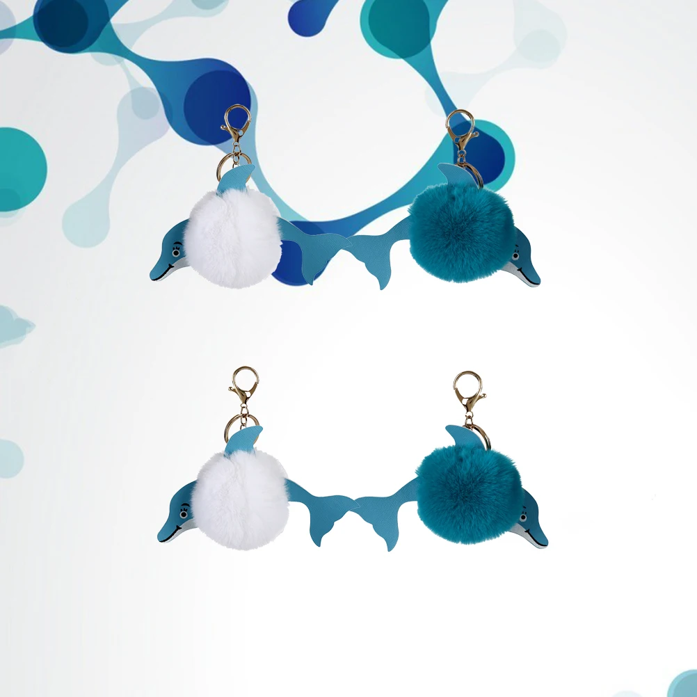 

Dolphin Keychain Decoration Stylish Ring Holder Hairball Keychains Small Gift