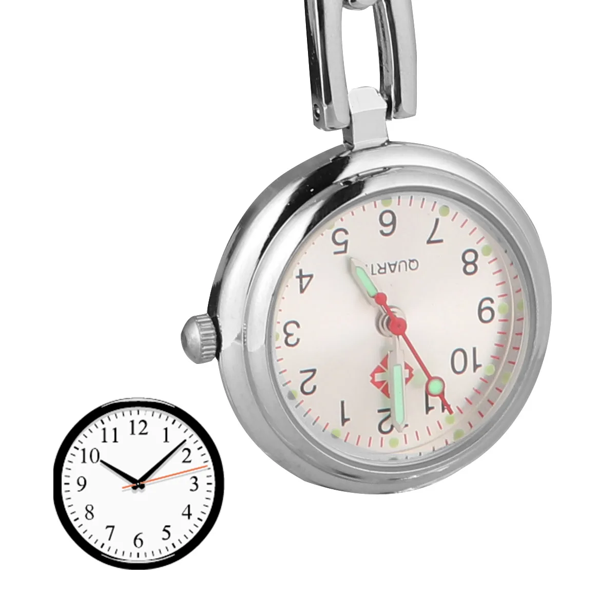 

Pocket Watch Nurse Pendant Zinc Alloy Silver Hanging Watches for Women Lightweight Durable Luminous Safety Pin Great Gift
