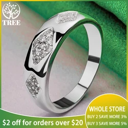 Hot 925 Sterling Silver Shiny Rhombus Zircon Ring For Women Man Party Wedding Engagement Birthday Christmas Gift Fashion Jewelry