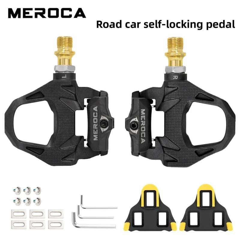 

MEROCA Road Bike Pedal Lightweight Automatic Lock Pedal SPD System with Lock Plate Bicycle Lock Pedal Bicycle Accessories