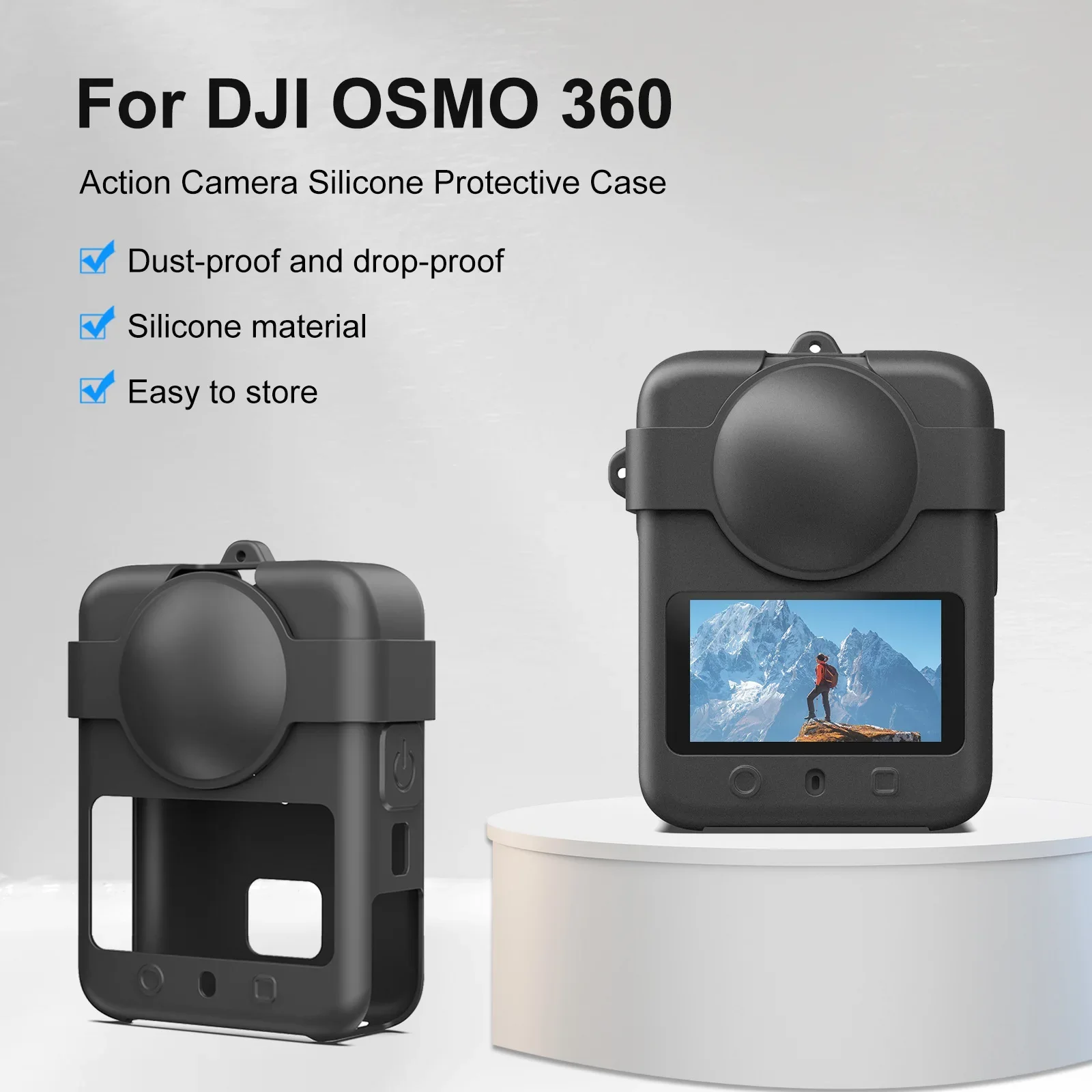 Silicone Protective Case Anti-scratch Shockproof Protector Cover Lens Guard Cover with Lanyard For DJI OSMO 360 Action Camera
