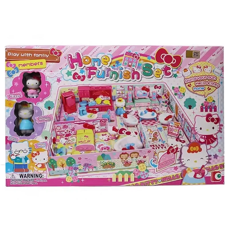 مجموعة تأثيث المنزل هالو كيتي 50061 سلسلة صغيرة محاكاة أثاث غرفة فتاة صغيرة لعب لعبة المنزل هدية