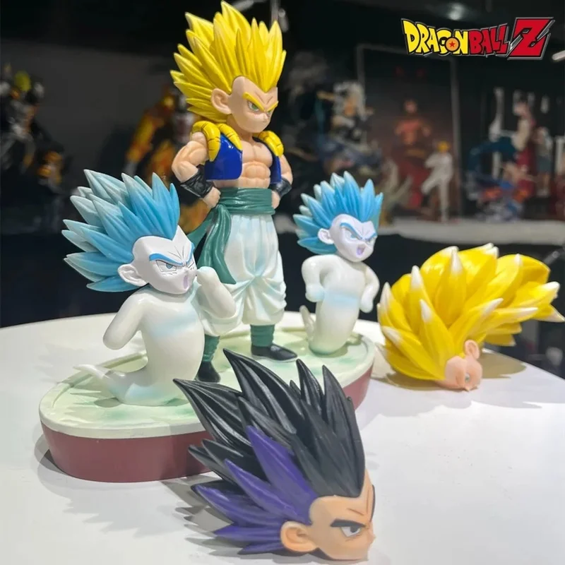 Dragon Ball 20cm Series Gotenks Super Saiyan 3 con tre teste testa scolpire figura di ricambio modello ornamenti giocattoli da collezione