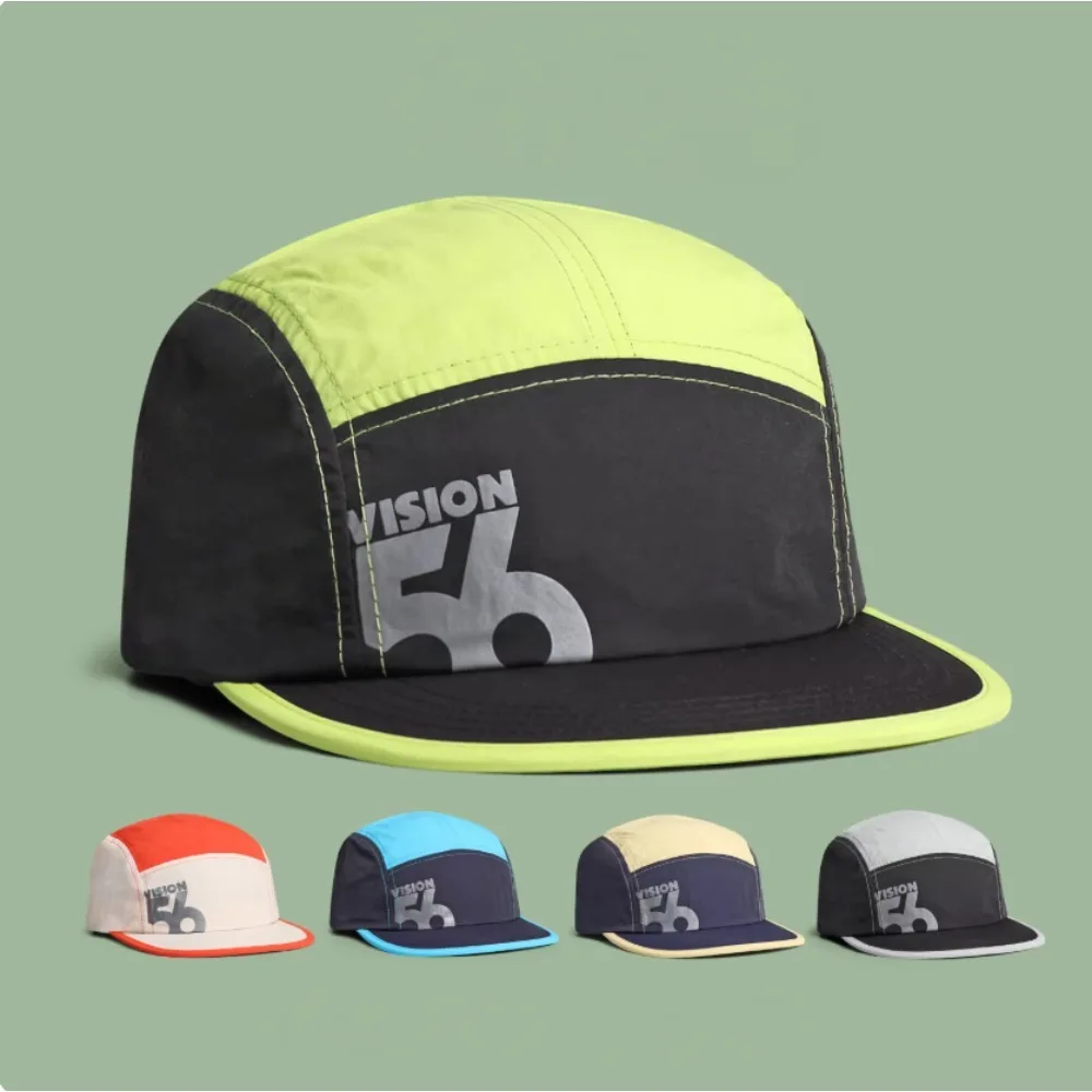 Fashion Flat Top Cotton Baseball Cap Unisex Quick-Dry Color Block Letter Print Korean Sport Hat for Running Cycling