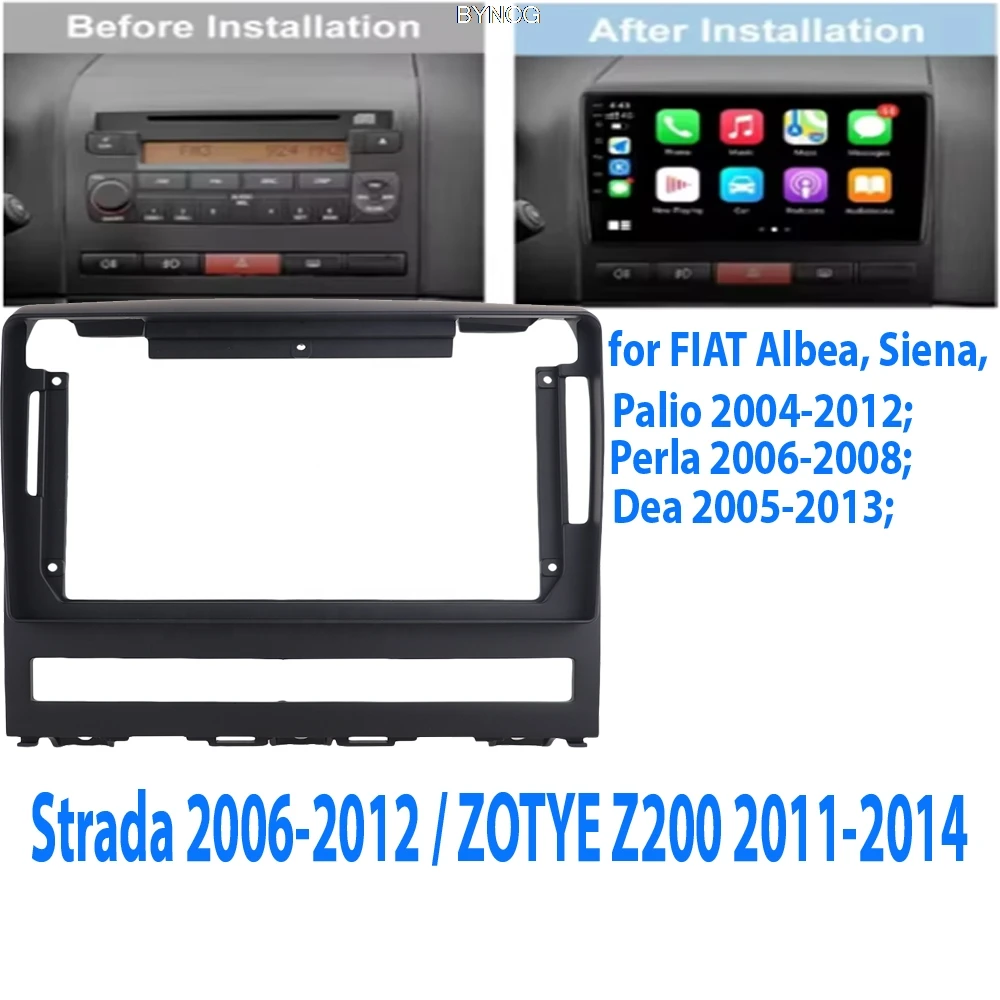 2 Din Plastic Fascia Panel Frame 9 Inch Car Radio GPS Mp5 for FIAT Perla 2009 Albea Siena Palio 2004-2012 Dash Mount Kit