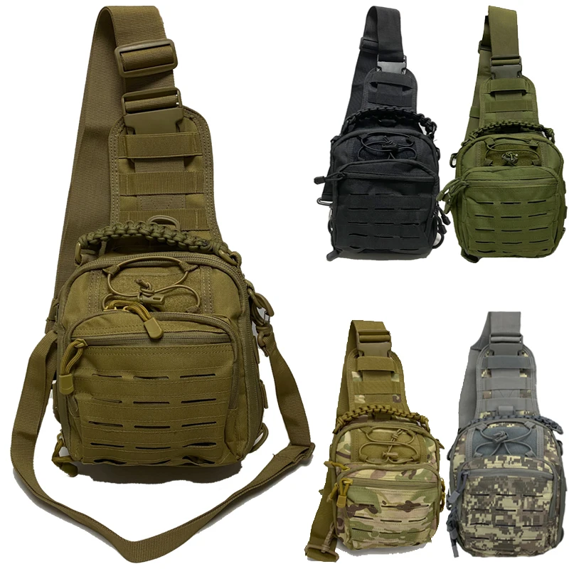 600D Nylon Tactical Hunting Shoulder Bag Molle Pistol Gun Case Multifunctional Outdoor Sport Chest Pack Crossbody Bag