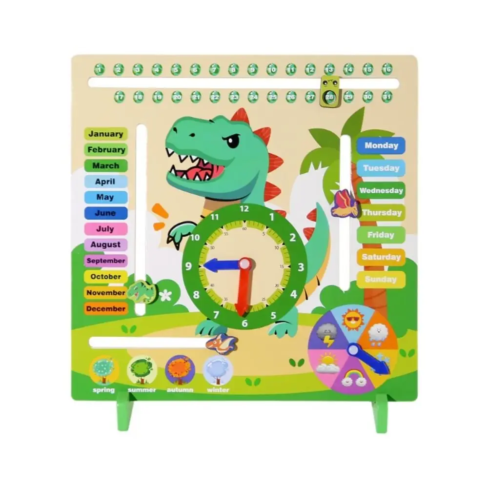 Season Weathers Daily Calendar Teaching Clock Early Education Puzzle 6 in 1 Teaching Clock Portable Interactive