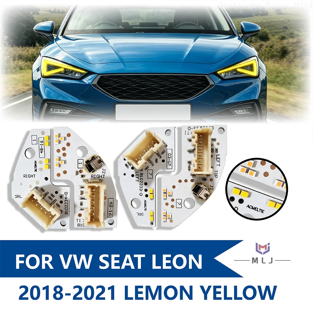 

5F0941476A 5F0941475A Lemon Yellow For 2018-2021 VW SEAT LEON Angel Eye Board Headlight DRL Light Guide Chip Turn Signal Chip