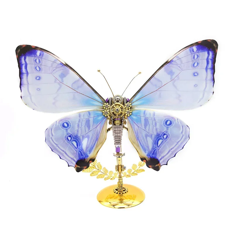 3D Puzzle Morpho Butterfly Metal Building Model Kits for Adults Kids Mechanical Steampunk Insects DIY Punk Assemble Toy - 150pcs