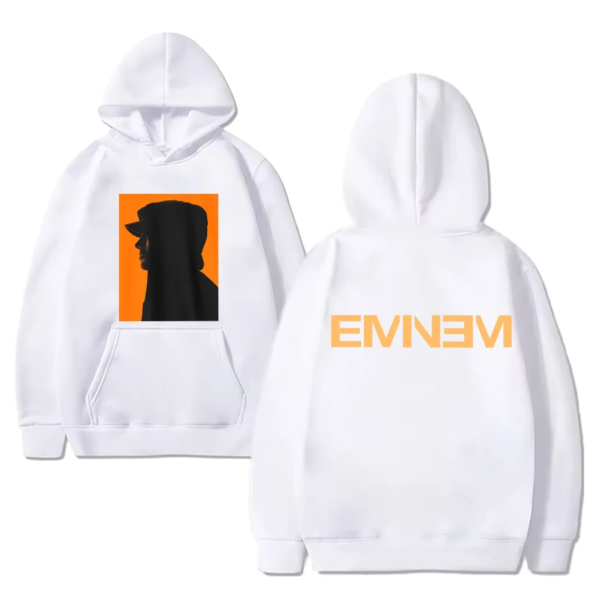 Eminem Hip hop legend silhouette Graphic Hoodie Men Women vintage Oversized Sweatshirt Unisex black Fleece Long sleeve pullovers