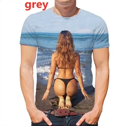 Summer Passion Beach Bikini Model 3D Print T-shirt Funny Men and Women Creative Short Sleeve T Shirt