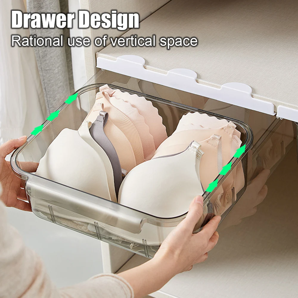 12 Grids Drawer Type Bra Underwea Storage Boxs Wardrobe Drawer Sock Organizers Detachable Bulkhead Dustproof