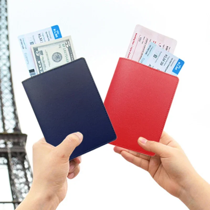 

Multi Color Thickened PU Leather Card Passport Book Protective Case Dual Purpose Passports Travel Solid Pack Case Holder Package