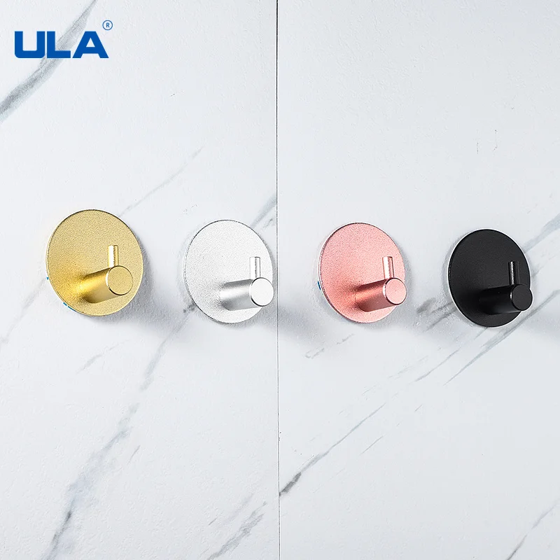 ULA Corlorful Wall Hooks Black Gold Robe Hook Wall Hook Towel Hook for Bathroom Rustproof Hook Hanger Kitchen Self Adhesive