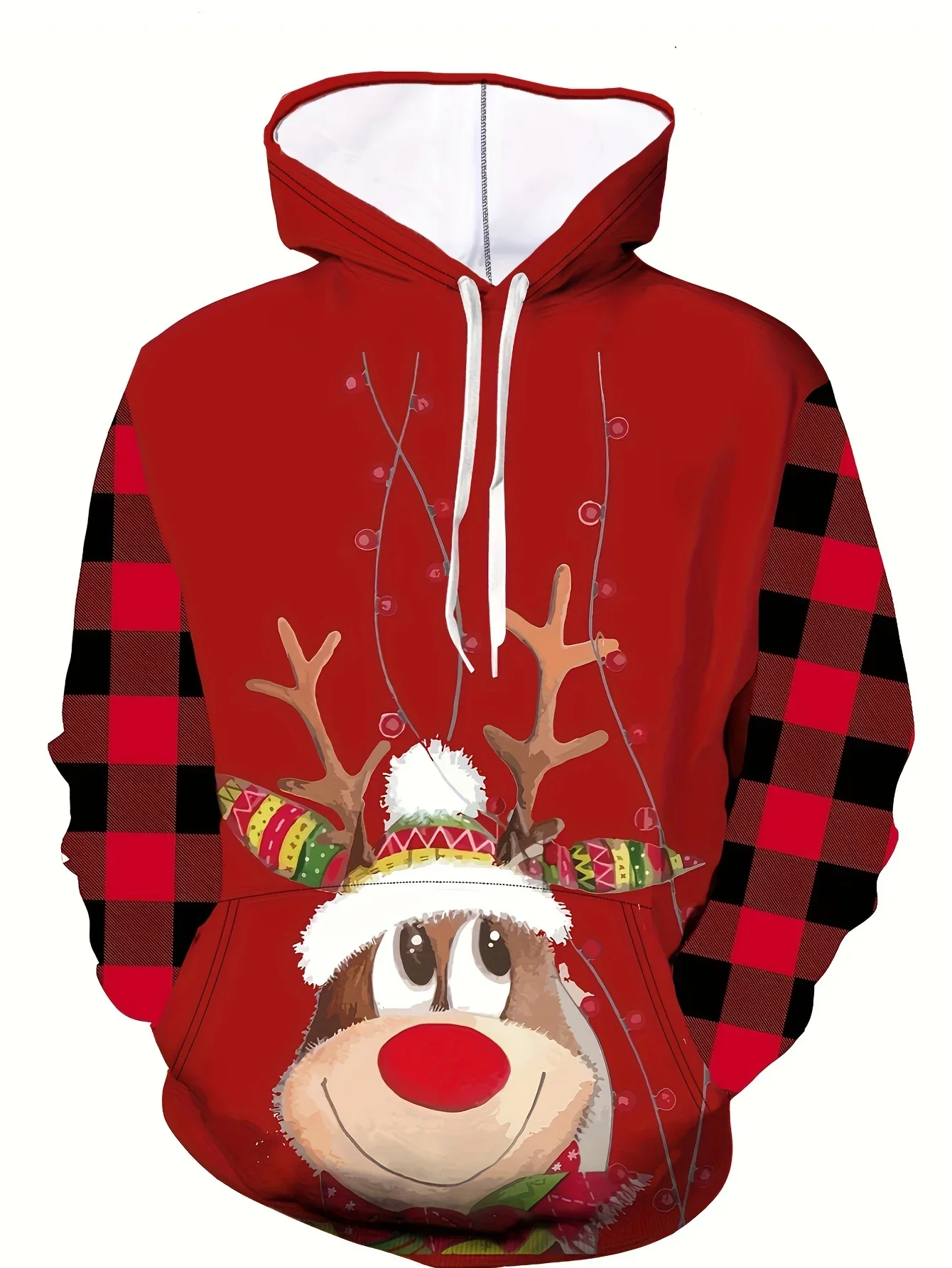 Christmas 3D Printed Hoodies Winter Mens Cool Hoodie Christmas Reindeer Graphic Design Pullover Hoodies Streetwear New Year Gift