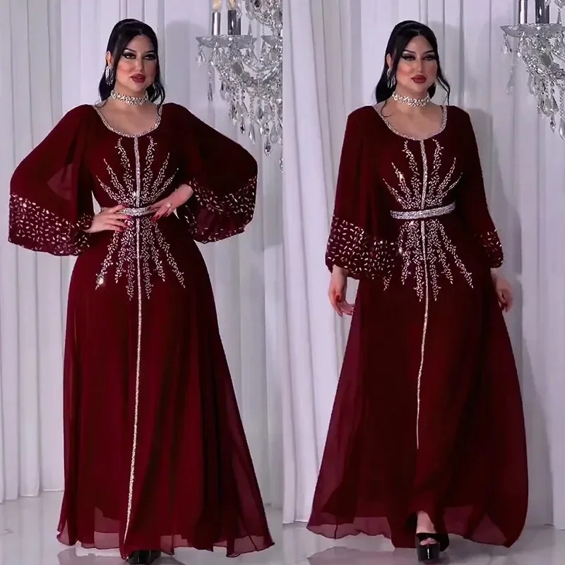 Robe musulmane de luxe pour femmes, Dubaï, diamant, modeste, élégant, arabe, Abaya, Islam, Turquie, vêtements, Djellaba, Maroc, caftan, 2025