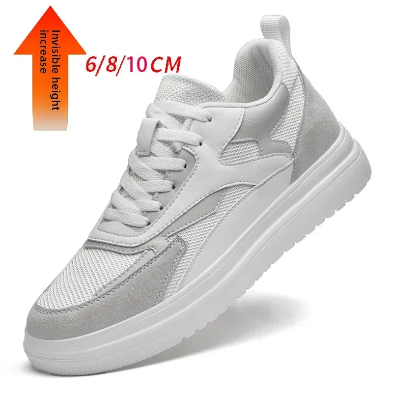 

New Men's Sneakers Elevator Shoes Heightening Height Increase Insole 4-6-8CM High Heels Shoes Leather Sport Shoes Men Shoes