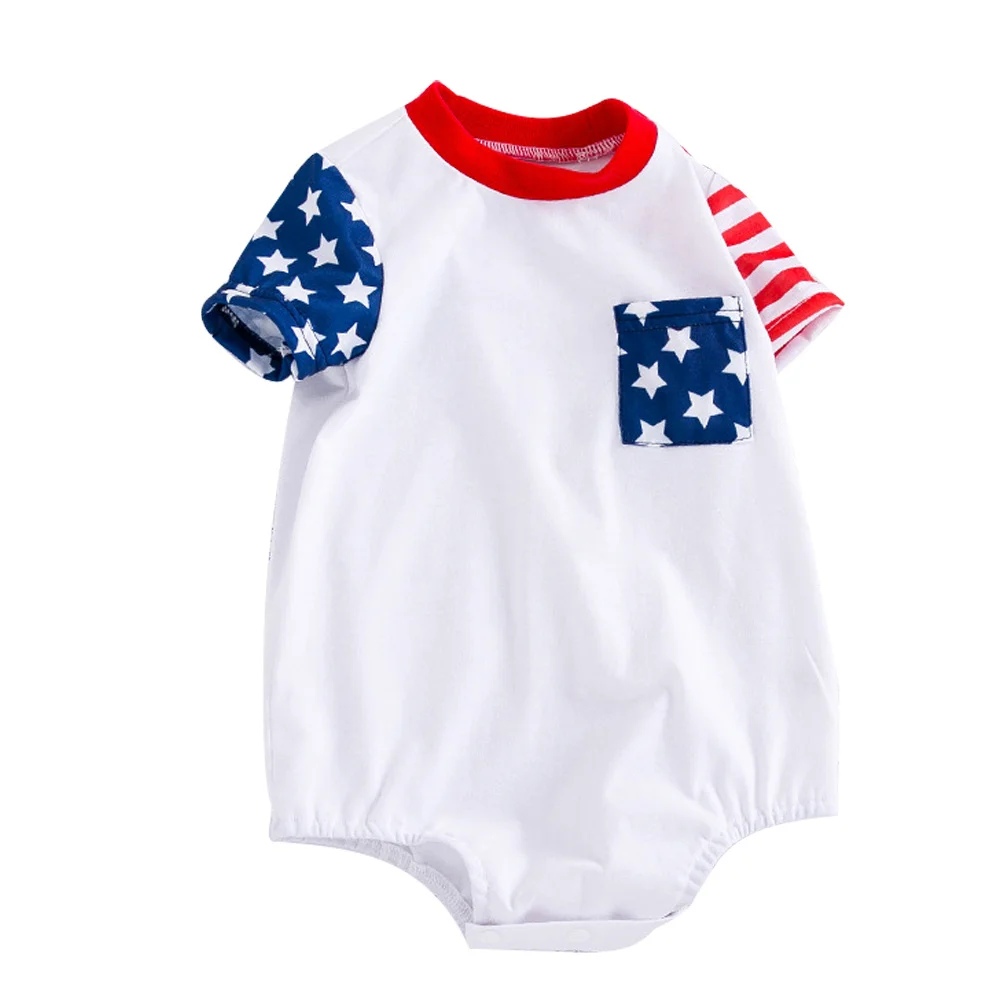 

Polyester One-Piece Independence Day Printed Unisex Newborn Romper Easy on Off Baby Costume Fashionable Design Toddler Outfit