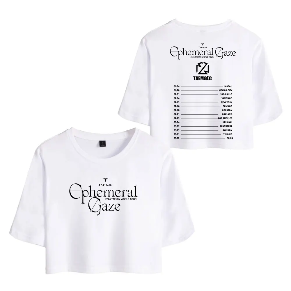 Taemin Ephemeral, винтажный укороченный топ 90-х годов, модные топы с круглым вырезом, футболка большого размера, модная женская футболка Blusa Y2k Top