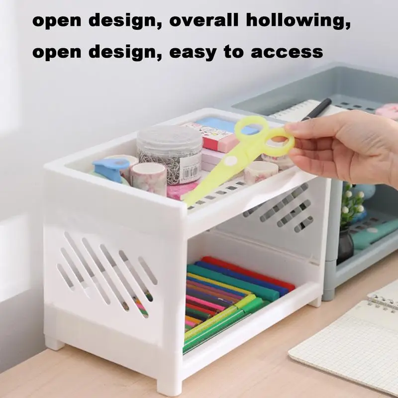 Double Layer Bathroom Storage Rack 2-Layer Desktop Storage Rack Organizer Desktop Rack Cosmetic Stationery Storage Holder For