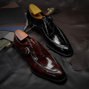 Sapato formal retrô masculino, mocassim casual de escorregar, mocassim da marca, fivela brogue, negócio, novo estilo, primavera 10 principais vendas mocassim masculino de fivela - №3
