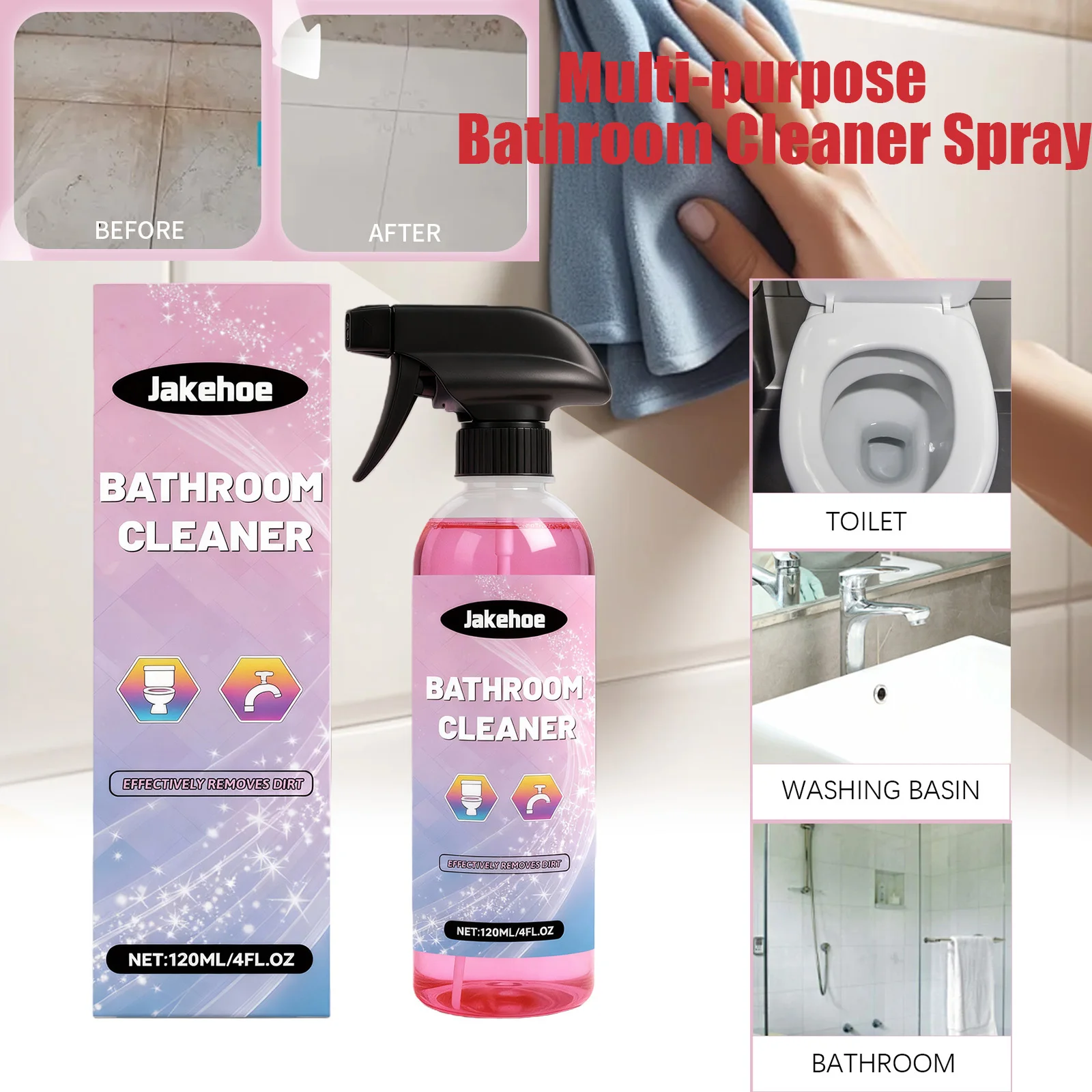 

Bathroom Cleaner Spray Multi Surface Powerful Descaling Removes Hard Water Stains & Soap Scum Safe for Tiles Bathtub Sink