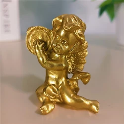 3 Style Gold Resin Fairy Girl Angel Figurine Cute Music Angels Statues Sculpture Desktop Ornaments Wedding Home Decorative