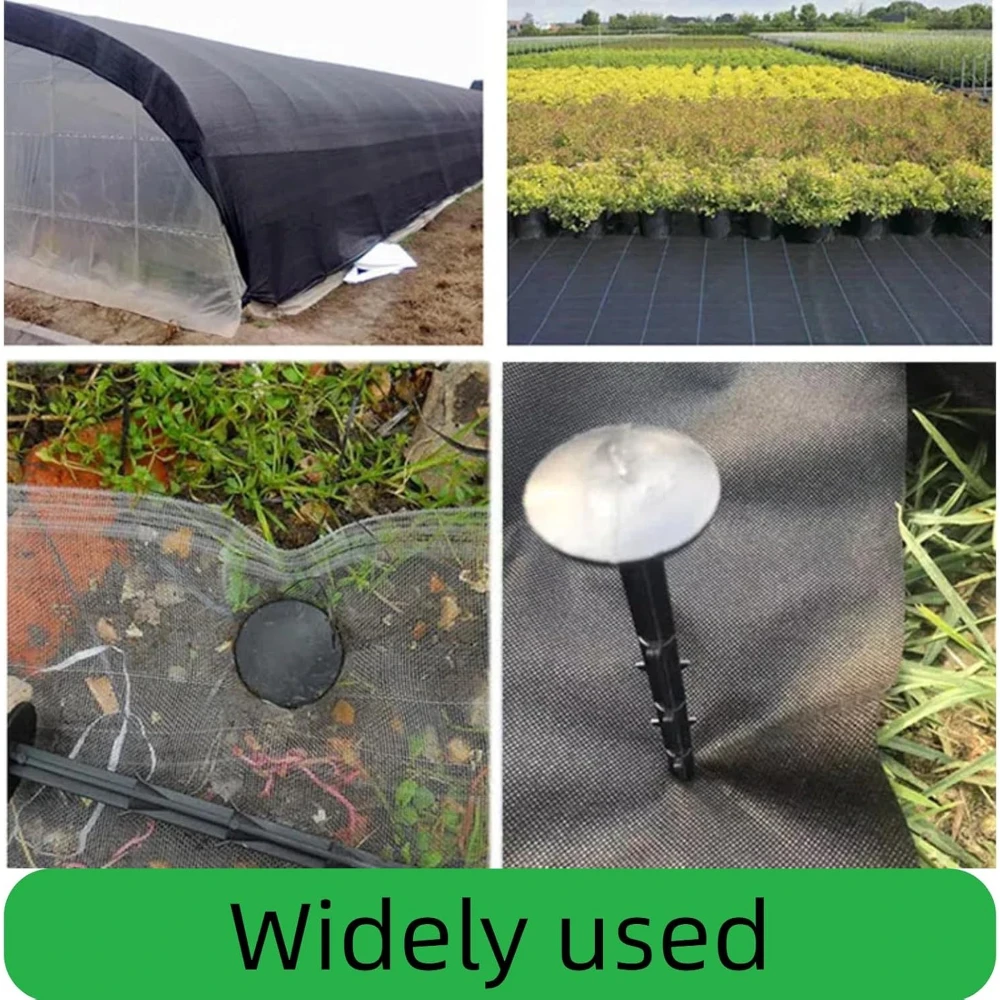 100Pcs 11cm/16cm/20cm Sturdy Plastic Stakes Black Anchors Rustproof for Hold Down Landscape Fabric Lawn Edging Tents Rain Tarps