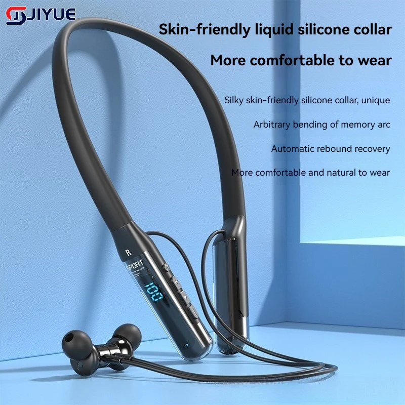 80 Hours Endurance Bluetooth Wireless Headphones LED Display Stereo Sports Headset Halter Waterproof Magnetic Earbuds