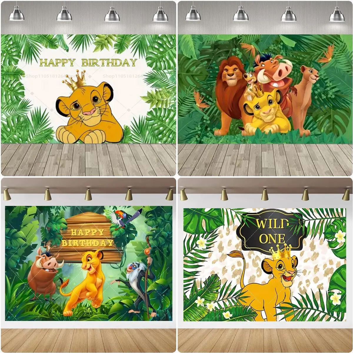 Fondo de Fiesta de Cumpleaños con Diseño de Simba, el Rey León, Decoración para Fiesta de Primer Cumpleaños Infantil, Tema de Jungla y Safari