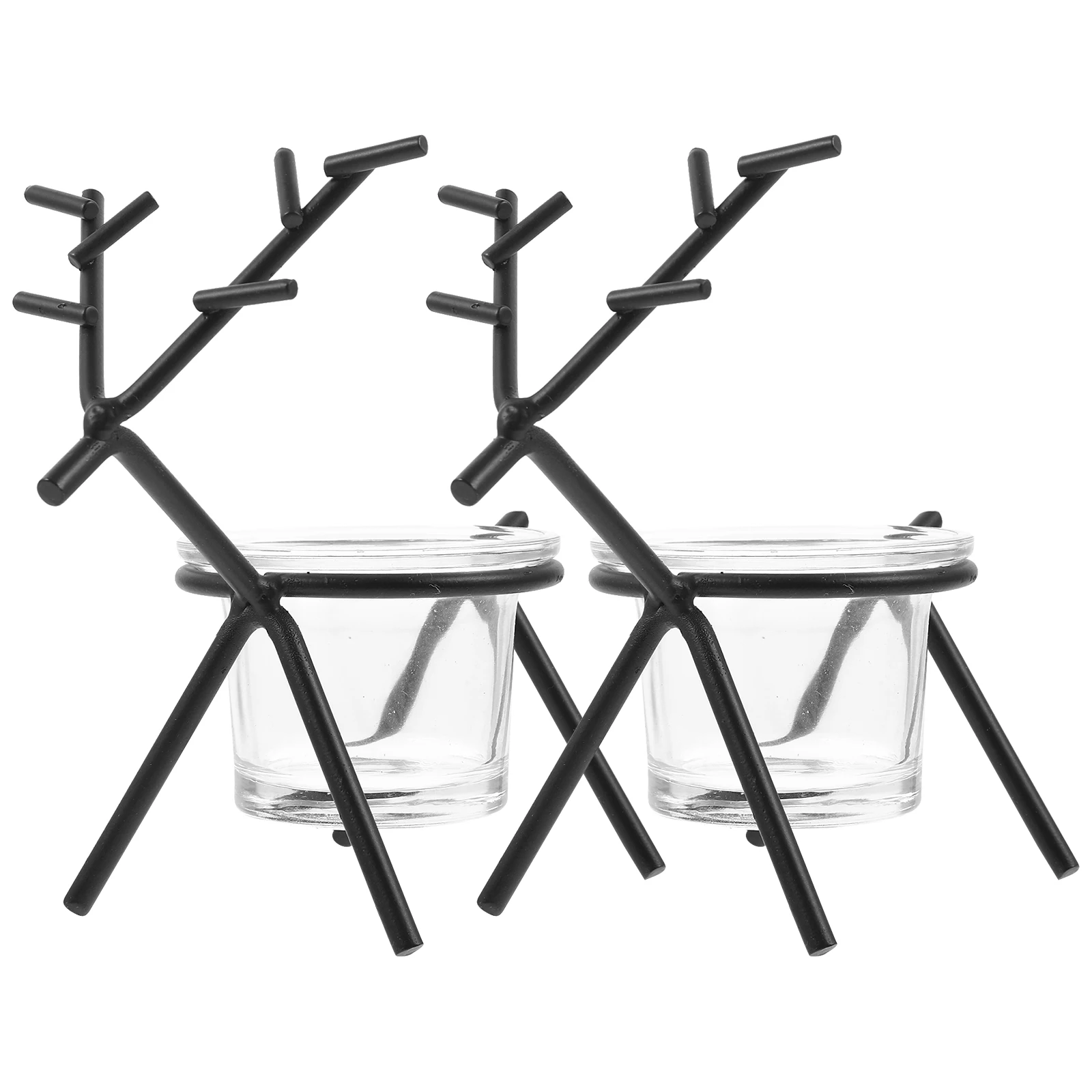 

2pcs Holders Vintage Home Candlestick Holders Decoration Glass Material Unique Design Reusable