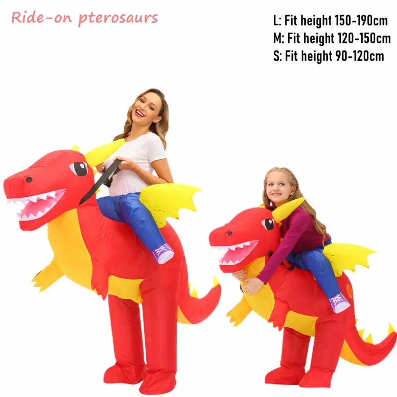 Ride-on Pterosaurs Costume Red Inflatable Dino Suit Party Birthday Kids Dinosaur Gift Inflatable Costume Fit Height 90cm-200cm O