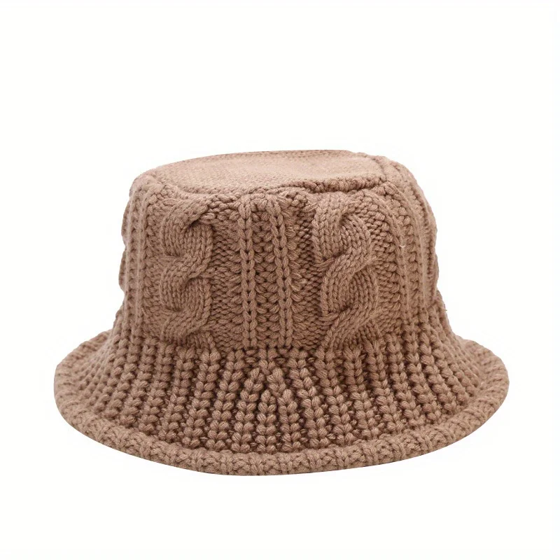 

Korean Fisherman Hat Chunky Knit Design Face Slimming Retro Style Winter Fashion For Women Girls Daily Casual Trendy