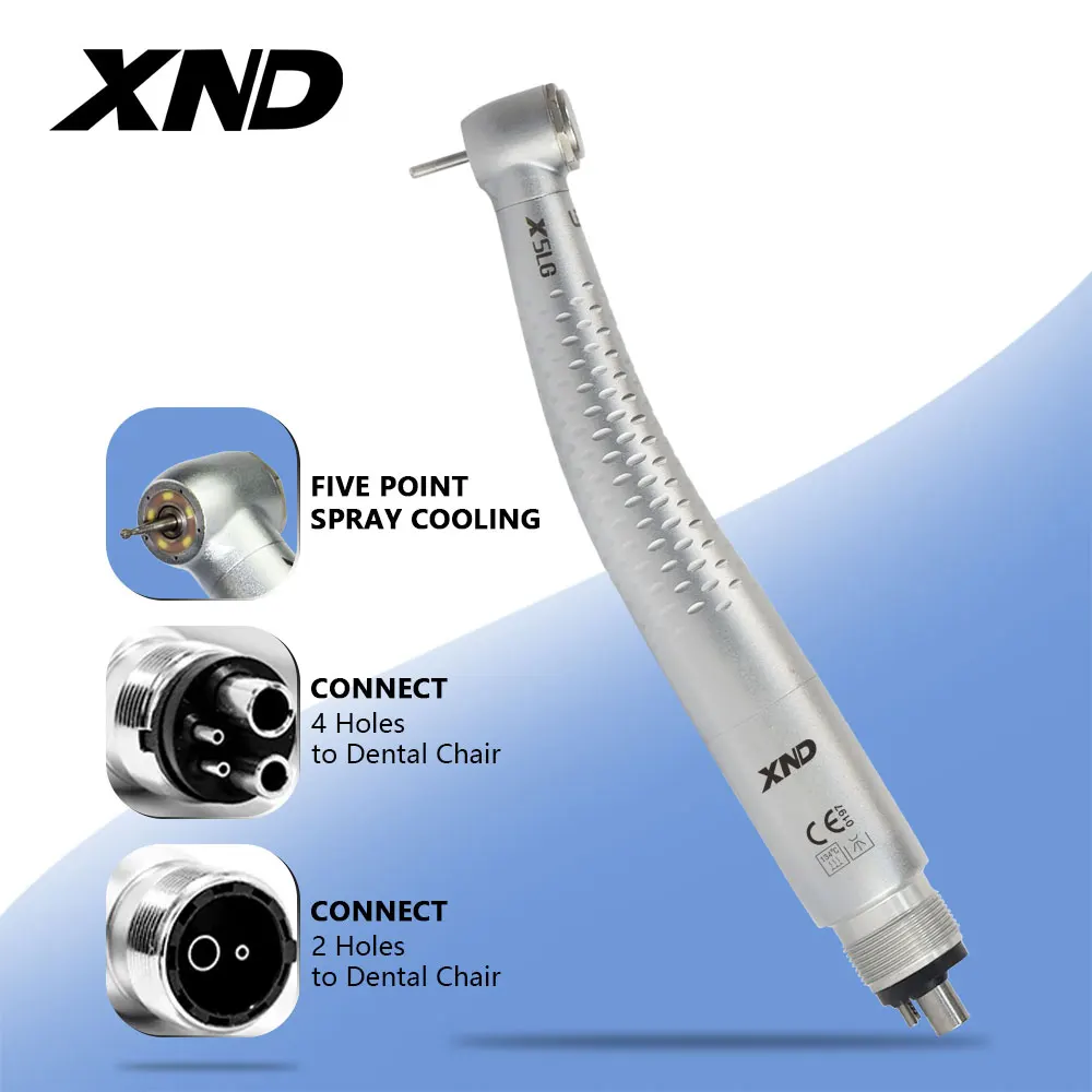 

XND Dental 5 SMT LED Light Air Turbine High Speed Handpiece with 5 Water Spray Shadowless 2/4 Holes Teeth Drill Dental Supply